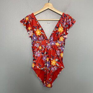 MODCLOTH the kelsie floral one piece swimsuit size S